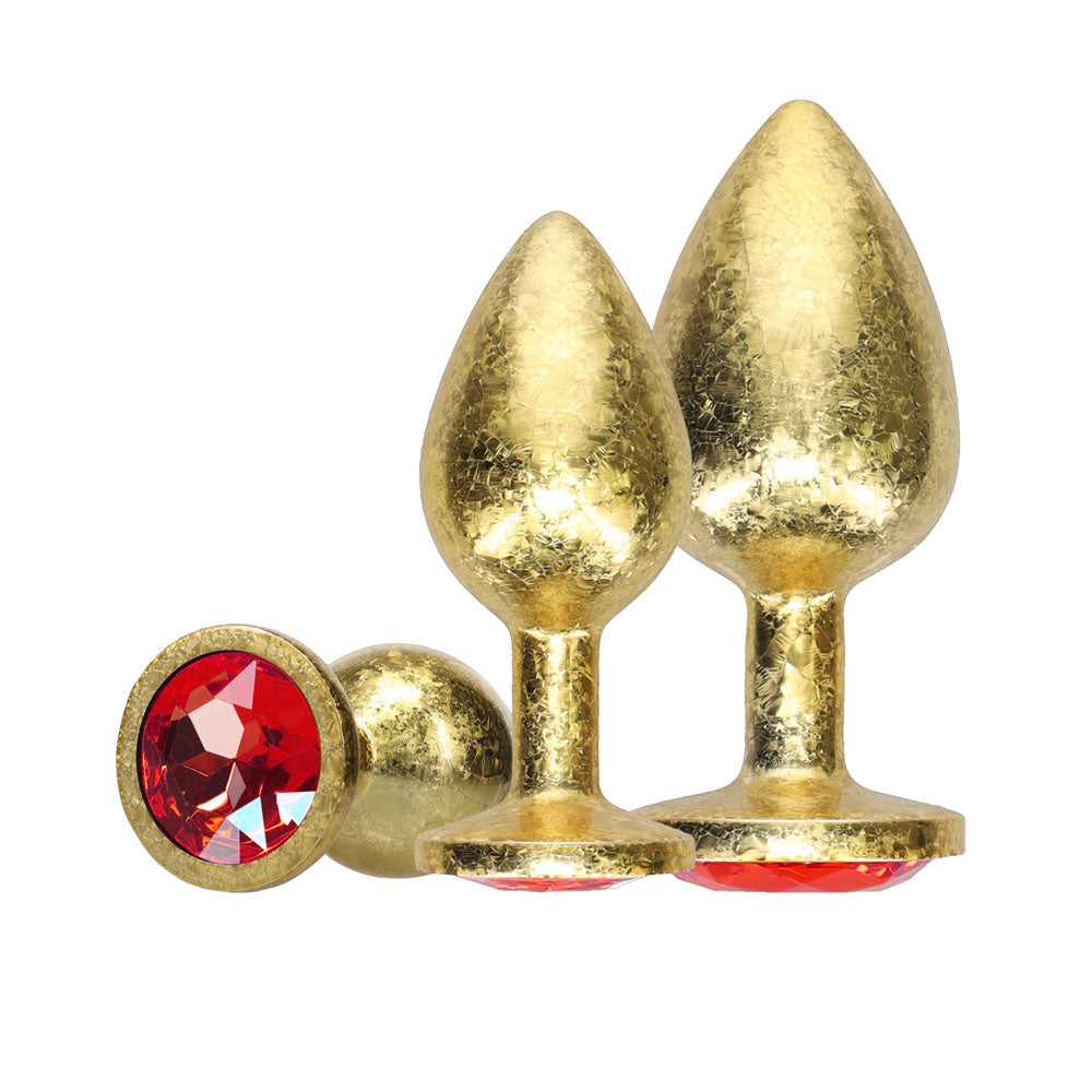 Ouch! Milan Collection Metal Anal Plug Set Gold Gold Butt Plugs With Gem Bases Set Of 3 Sizes