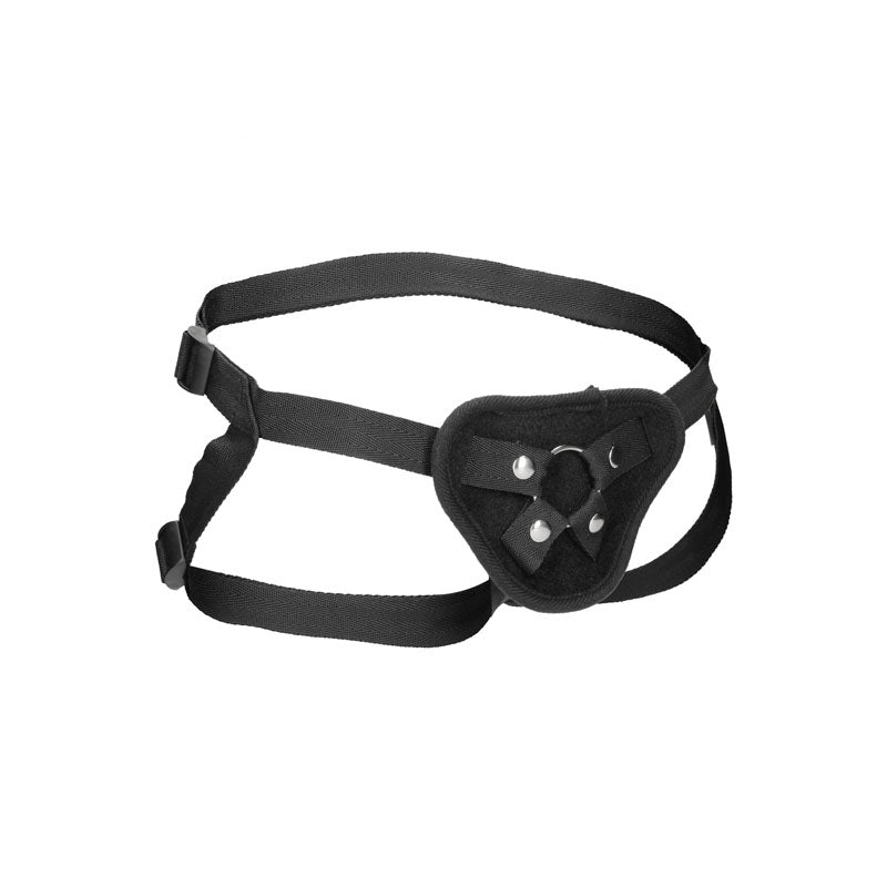 Ouch! Velvet & Velcro Adjustable Harness With O Ring Black Strap On Harness (No Probe Included)