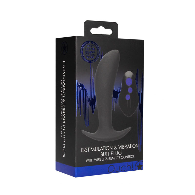 Ouch! E Stim & Vibrating Butt Plug With Wireless Remote Black 12.3 Cm Usb Rechargeable Vibrating Butt Plug With E Stim