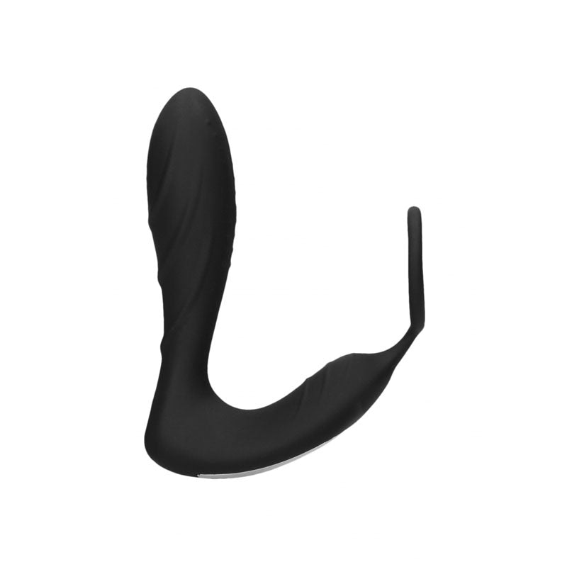 Ouch! E Stim & Vibrating Butt Plug Cock Ring Black Usb Rechargeable Vibrating Butt Plug & Cock Ring With E Stim