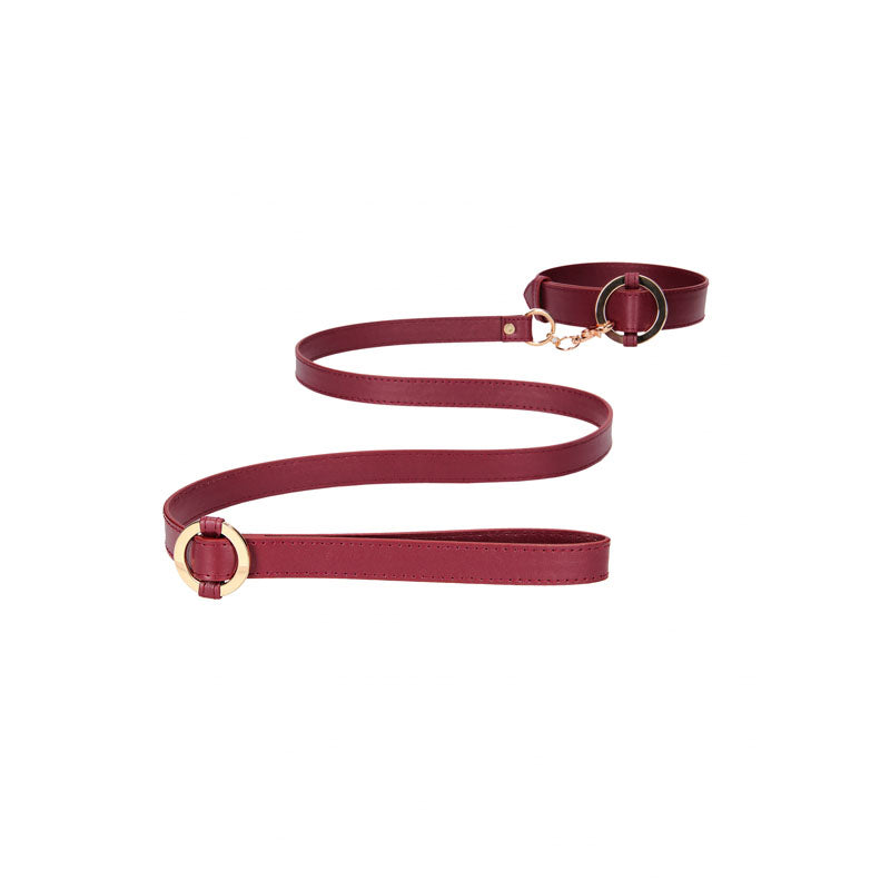 Ouch! Halo Collar With Leash Burgundy Restraint