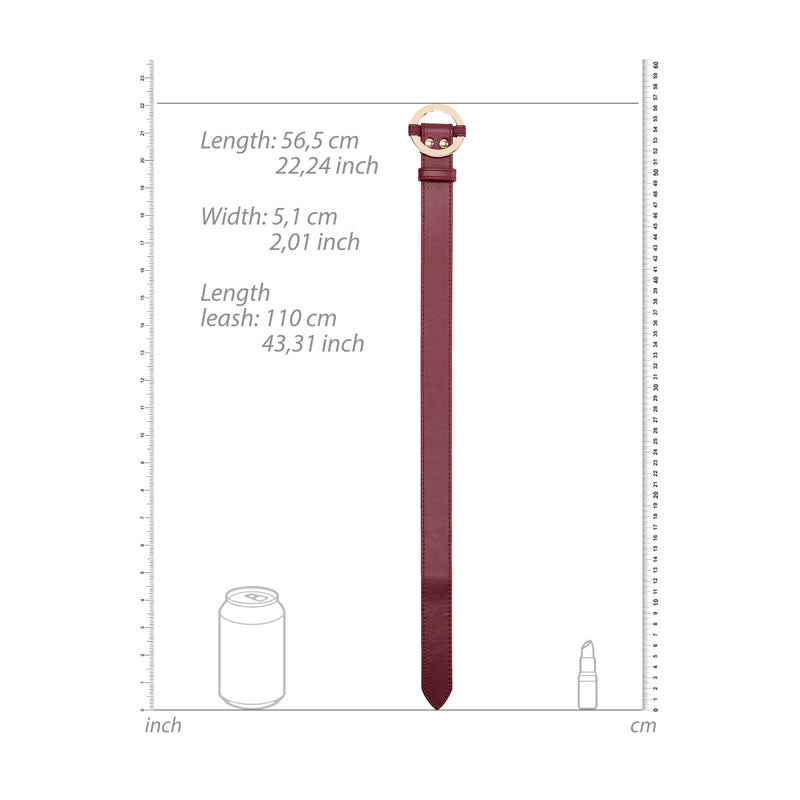Ouch! Halo Collar With Leash Burgundy Restraint