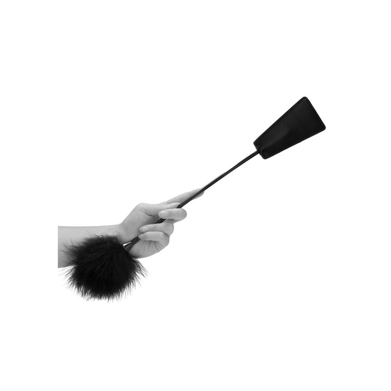 Ouch! Black & White Crop With Feather Tickler Black 44 Cm Feather Crop