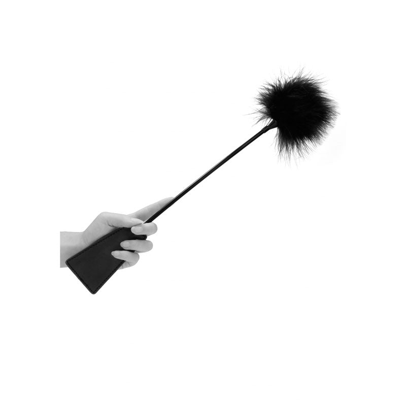 Ouch! Black & White Crop With Feather Tickler Black 44 Cm Feather Crop