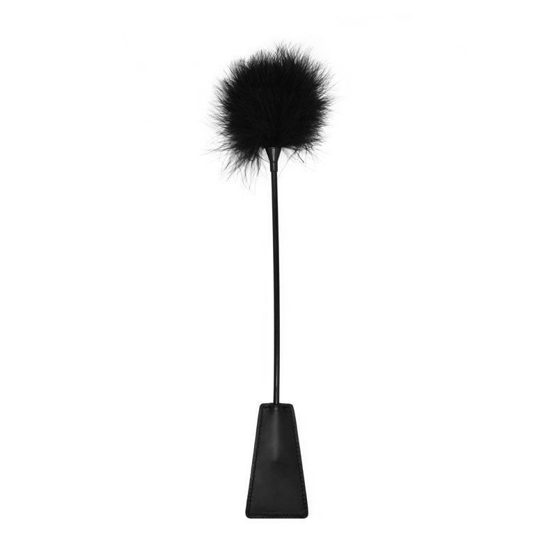 Ouch! Black & White Crop With Feather Tickler Black 44 Cm Feather Crop