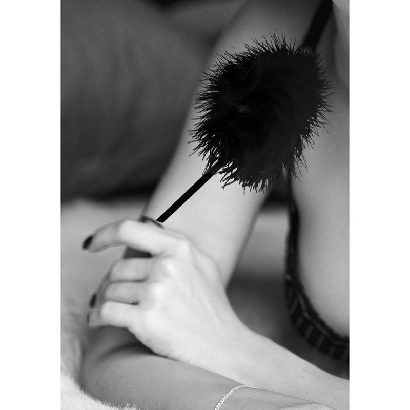 Ouch! Black & White Feather Tickler Black Feather Crop