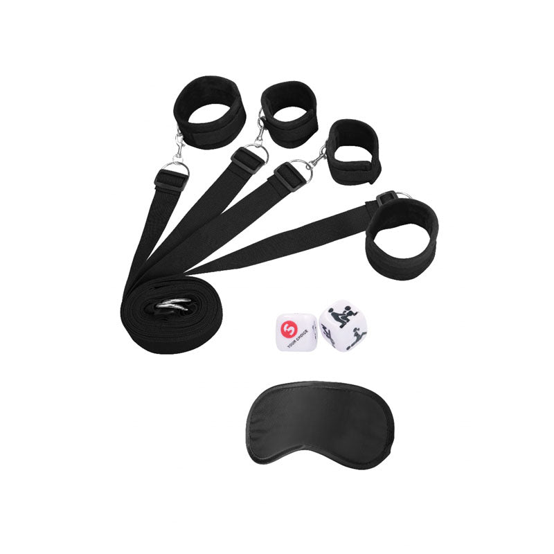 Ouch! Black & White Bed Bindings Restraint System Black Restraints