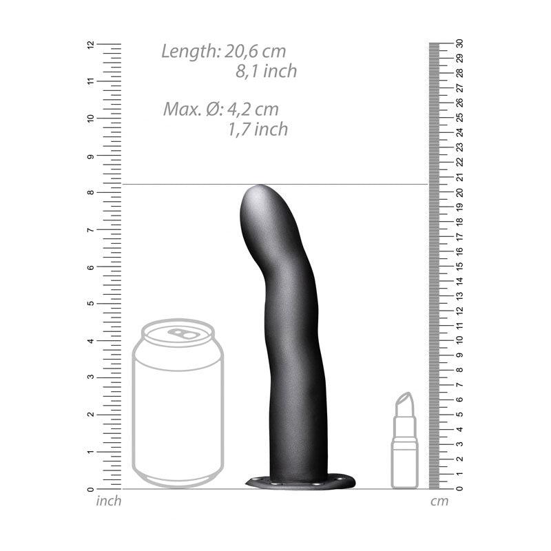 Ouch! Curved Hollow Strap On 8in/20cm Gunmetal Grey 20 Cm Hollow Strap On