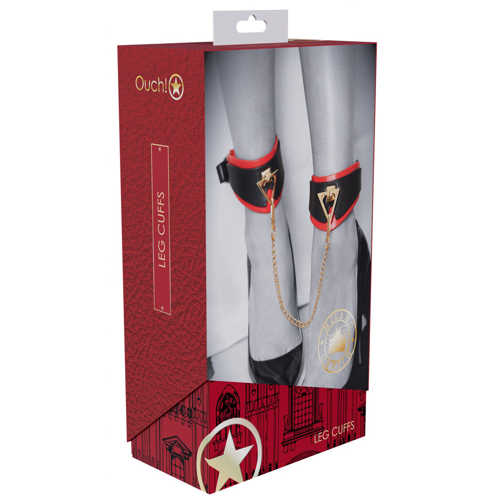 Ouch! Milan Collection Leg Cuffs Black/Red Restraints