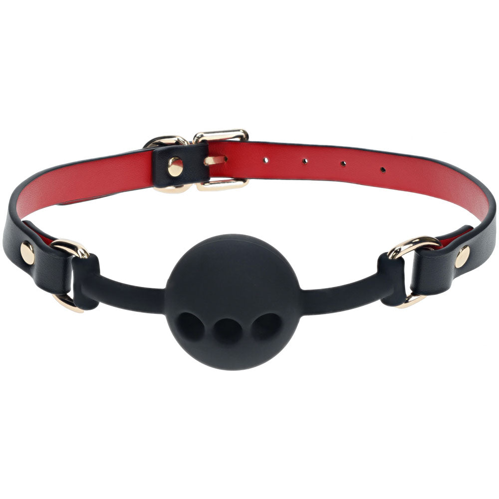Ouch! Milan Collection Silicone Ball Gag Black/Red Breathable Mouth Restraint