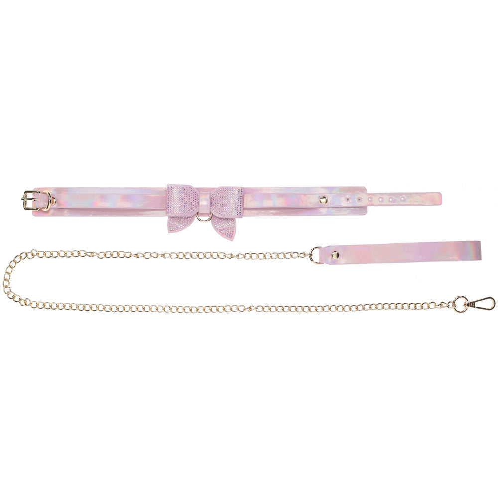 Ouch! Paris Collection Collar With Leash Pink Restraint