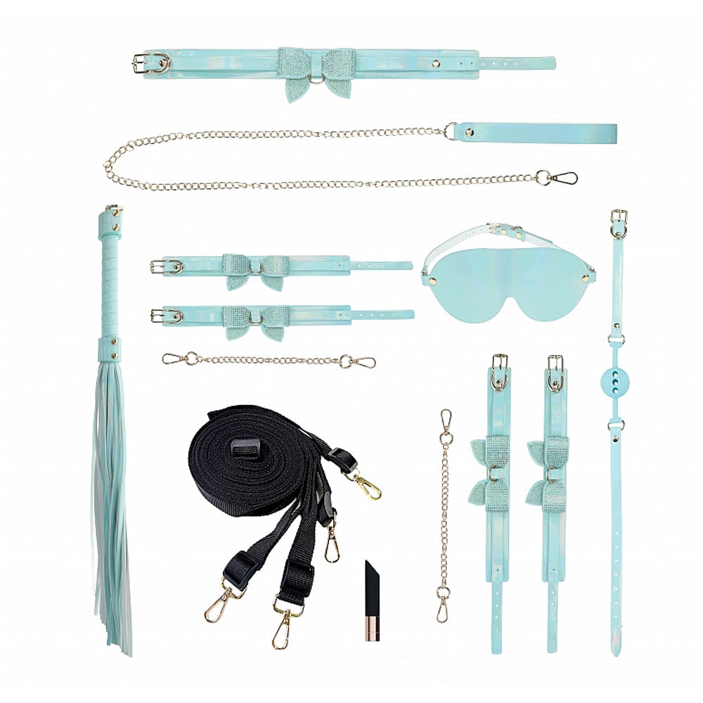 Ouch! Paris Collection Kit With Bag Baby Blue Bondage Set With Bag 8 Piece Kit