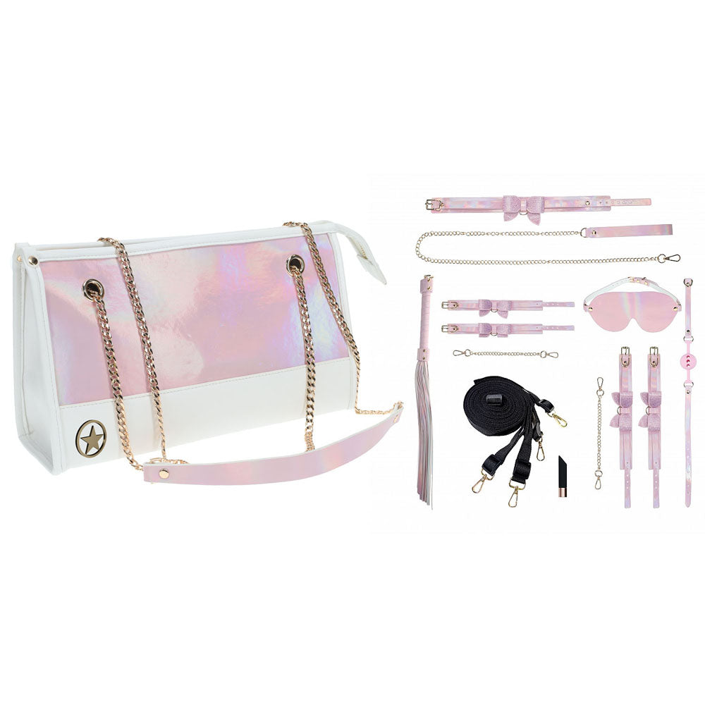 Ouch! Paris Collection Kit With Bag Pink Bondage Set With Bag 8 Piece Kit