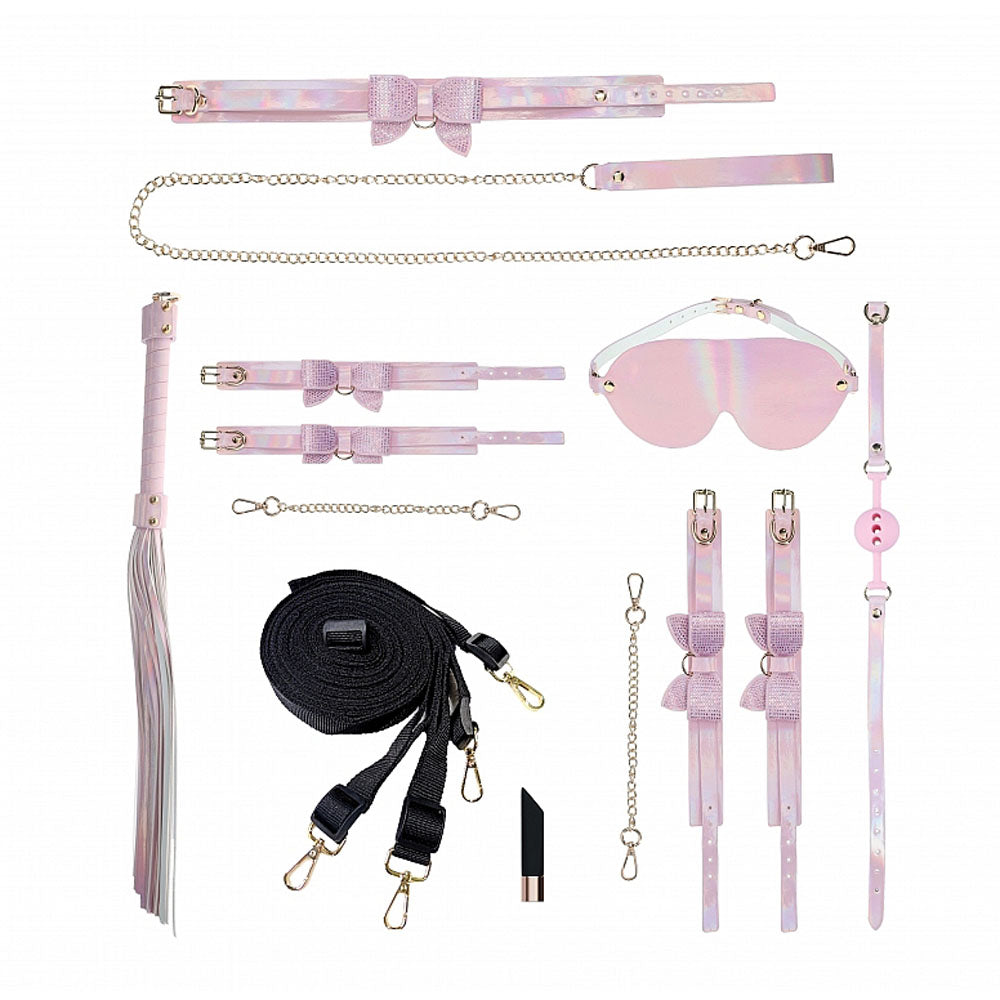 Ouch! Paris Collection Kit With Bag Pink Bondage Set With Bag 8 Piece Kit