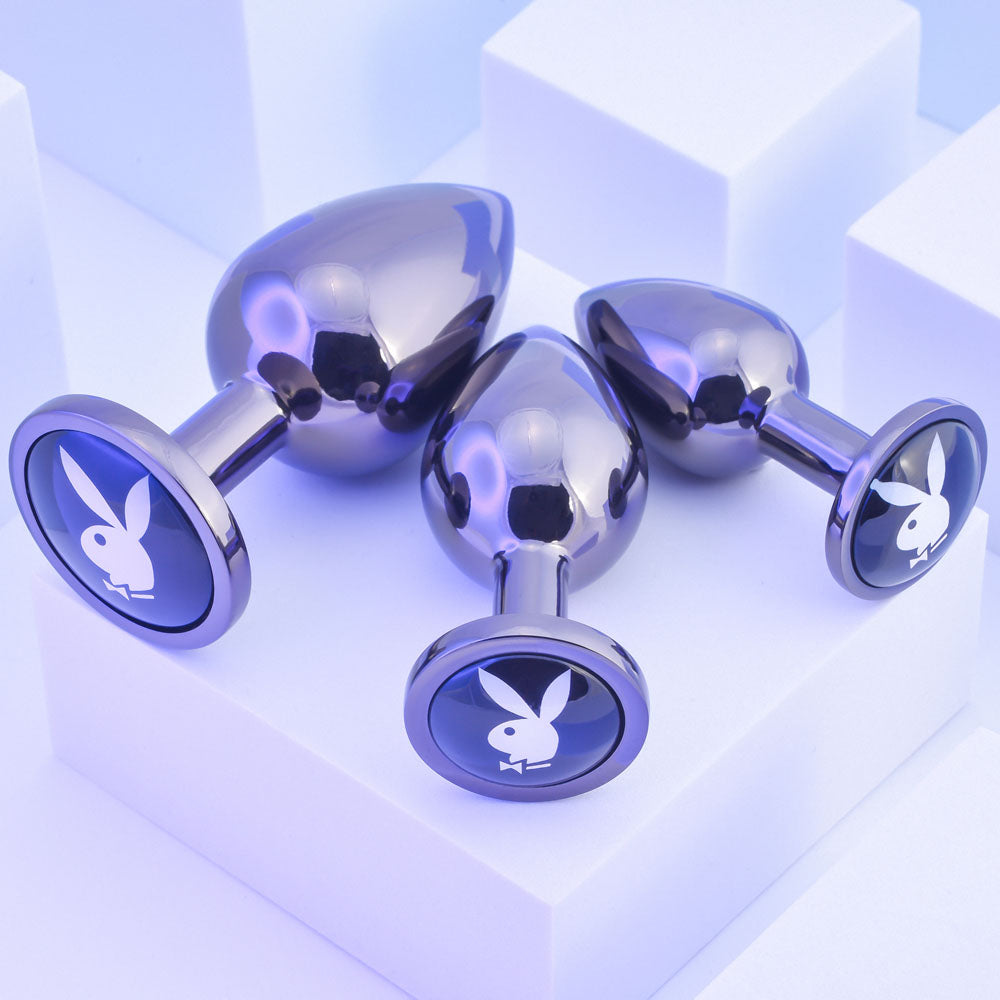 Playboy Pleasure Pleasure 3 Ways Metal Butt Plugs Set Of 3 Sizes