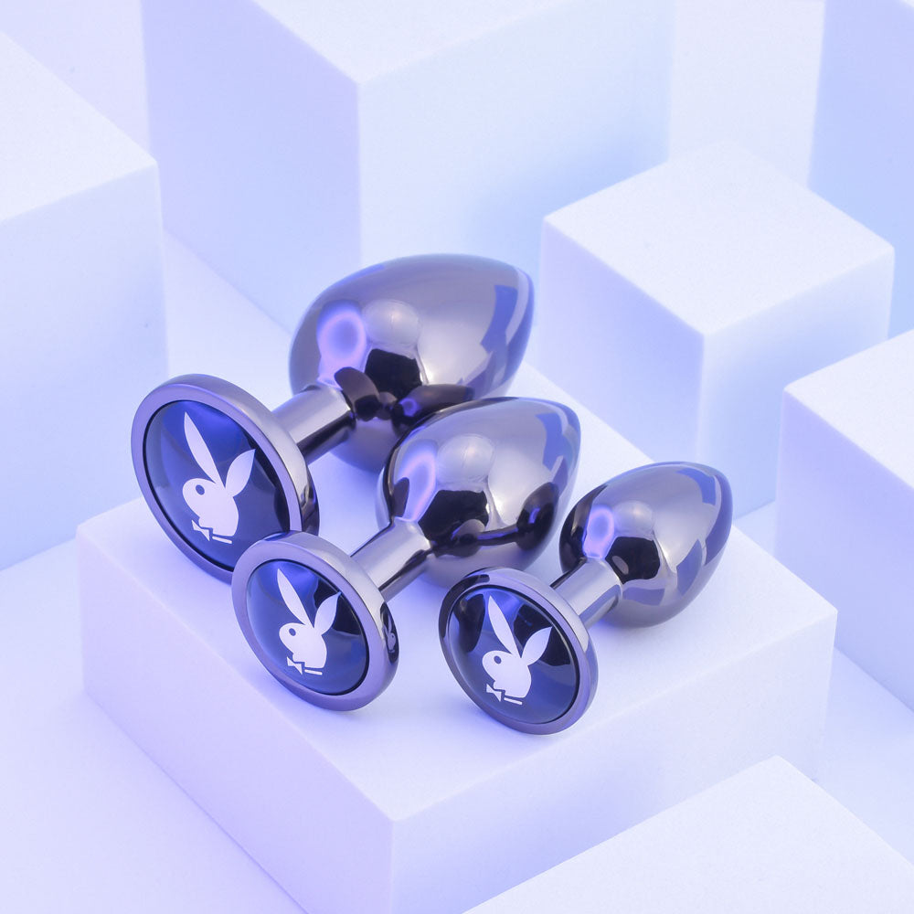 Playboy Pleasure Pleasure 3 Ways Metal Butt Plugs Set Of 3 Sizes