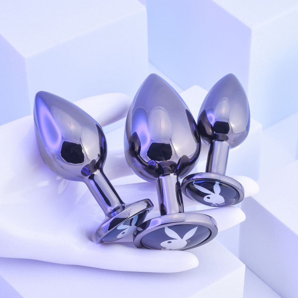Playboy Pleasure Pleasure 3 Ways Metal Butt Plugs Set Of 3 Sizes