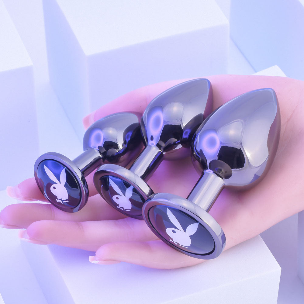 Playboy Pleasure Pleasure 3 Ways Metal Butt Plugs Set Of 3 Sizes