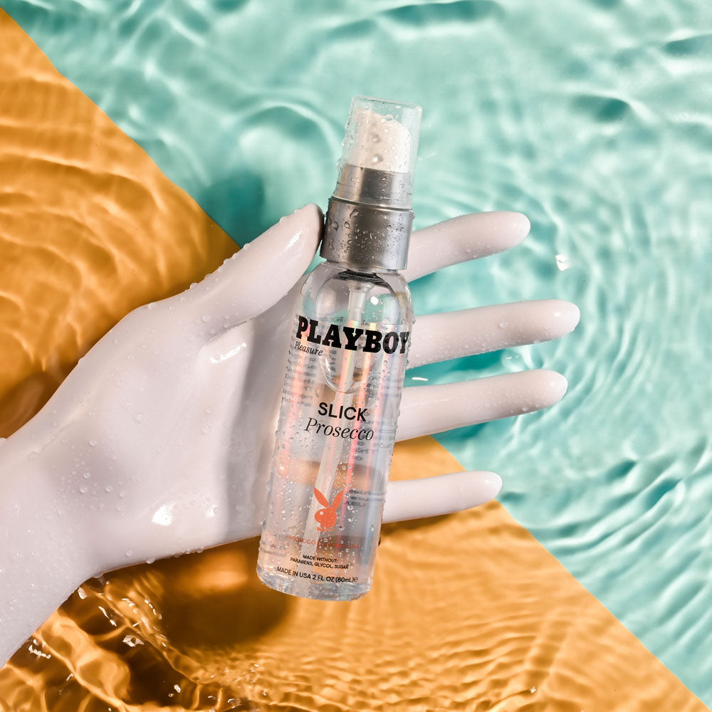 Playboy Pleasure Slick Prosecco 60 Ml Prosecco Flavoured Water Based Lubricant 60 Ml Bottle