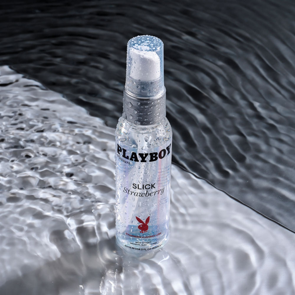 Playboy Pleasure Slick Strawberry 60 Ml Strawberry Flavoured Water Based Lubricant 60 Ml Bottle