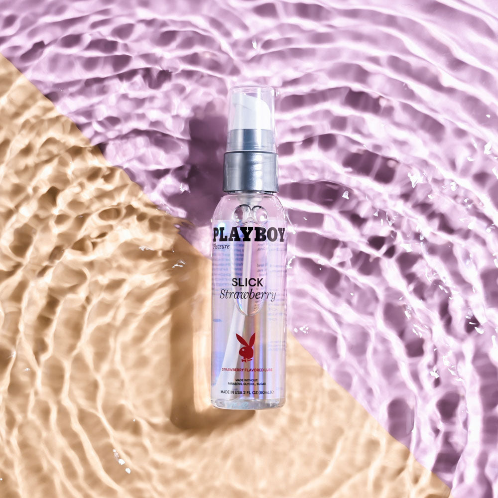 Playboy Pleasure Slick Strawberry 60 Ml Strawberry Flavoured Water Based Lubricant 60 Ml Bottle