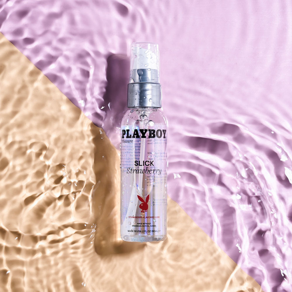 Playboy Pleasure Slick Strawberry 60 Ml Strawberry Flavoured Water Based Lubricant 60 Ml Bottle