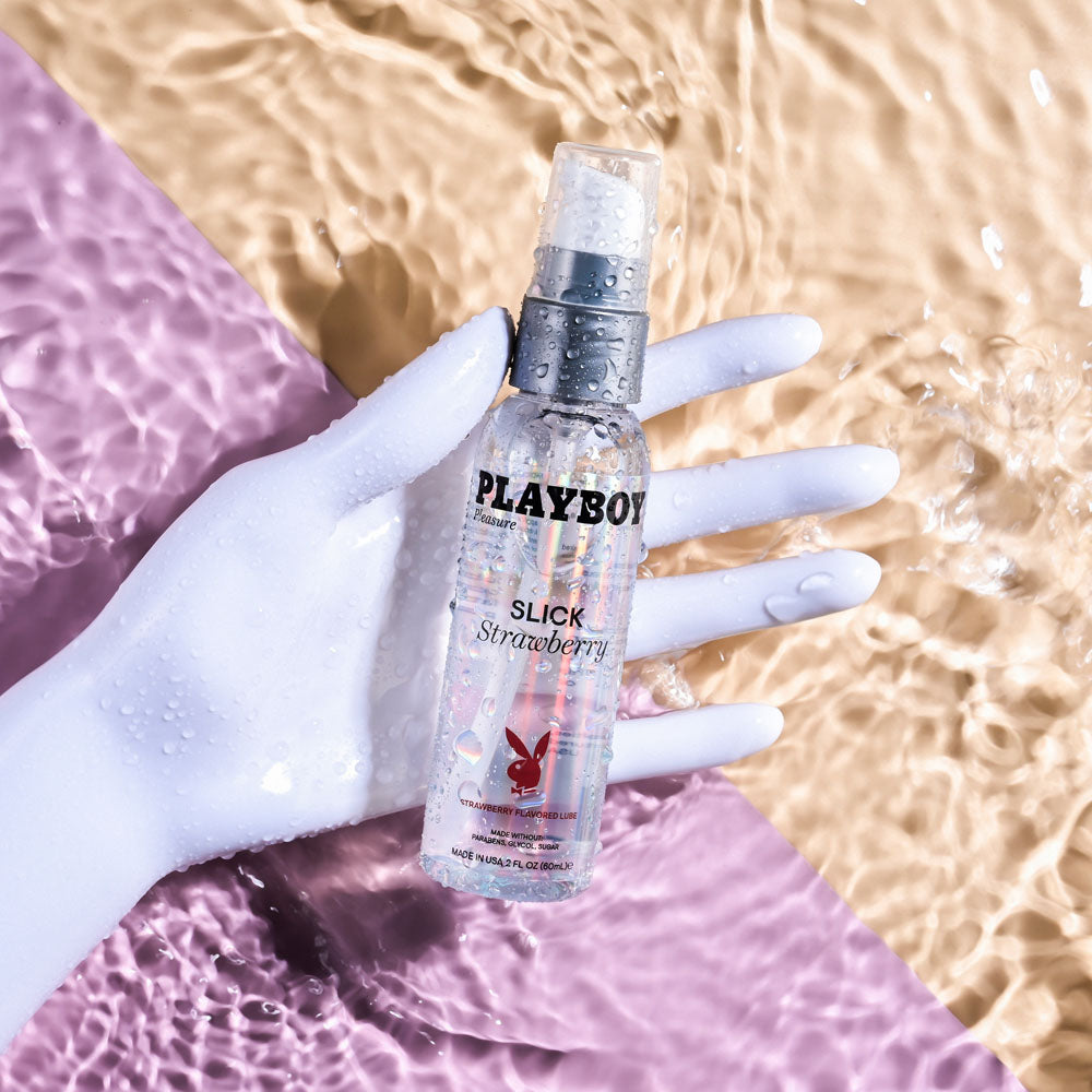 Playboy Pleasure Slick Strawberry 60 Ml Strawberry Flavoured Water Based Lubricant 60 Ml Bottle