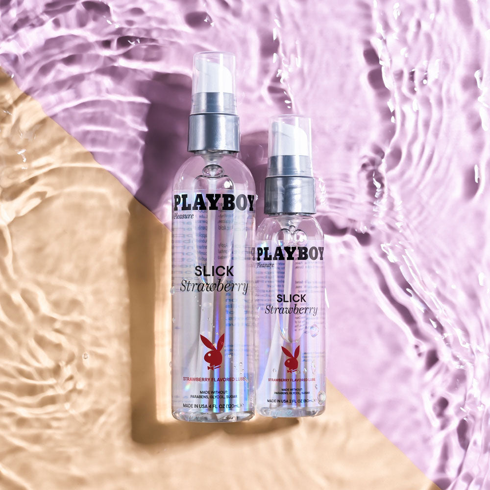 Playboy Pleasure Slick Strawberry 60 Ml Strawberry Flavoured Water Based Lubricant 60 Ml Bottle