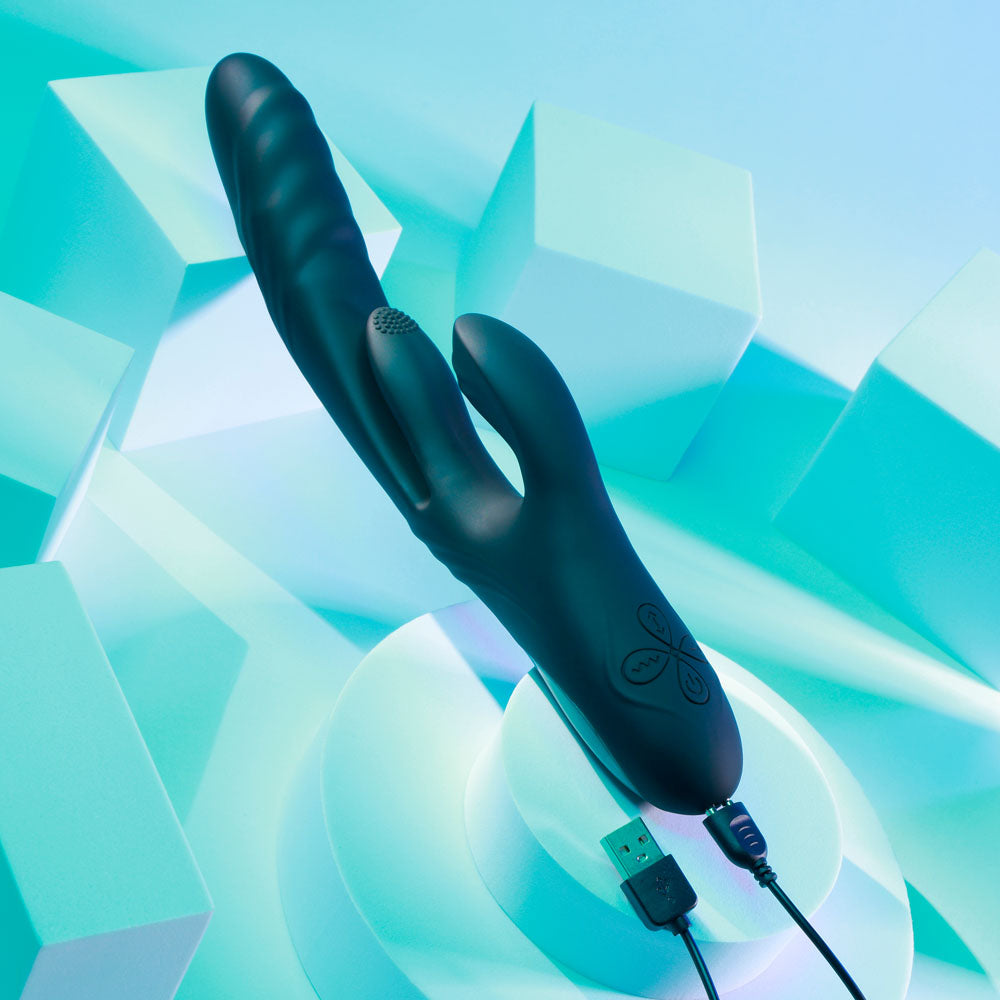 Playboy Pleasure Rapid Rabbit Black 26.4 Cm Usb Rechargeable Rabbit Vibrator