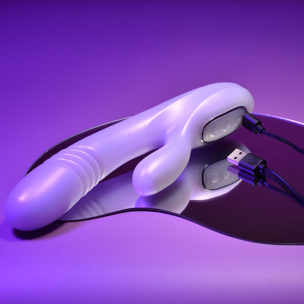 Playboy Pleasure Bumping Bunny Opal 22.9 Cm Usb Rechargeable Thrusting & Warming Rabbit Vibrator