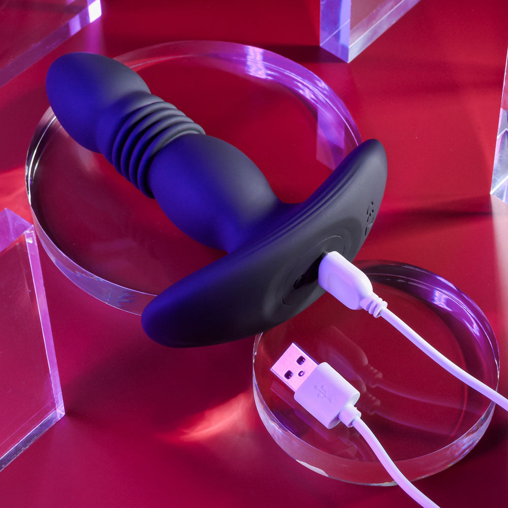 Playboy Pleasure Trust The Thrust Black 13.7 Cm Usb Rechargeable Thrusting Butt Plug With Wireless Remote