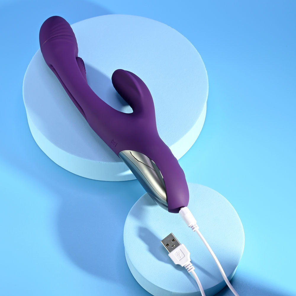 Playboy Pleasure The Thrill Purple 24.4 Cm Usb Rechargeable Rabbit Vibrator