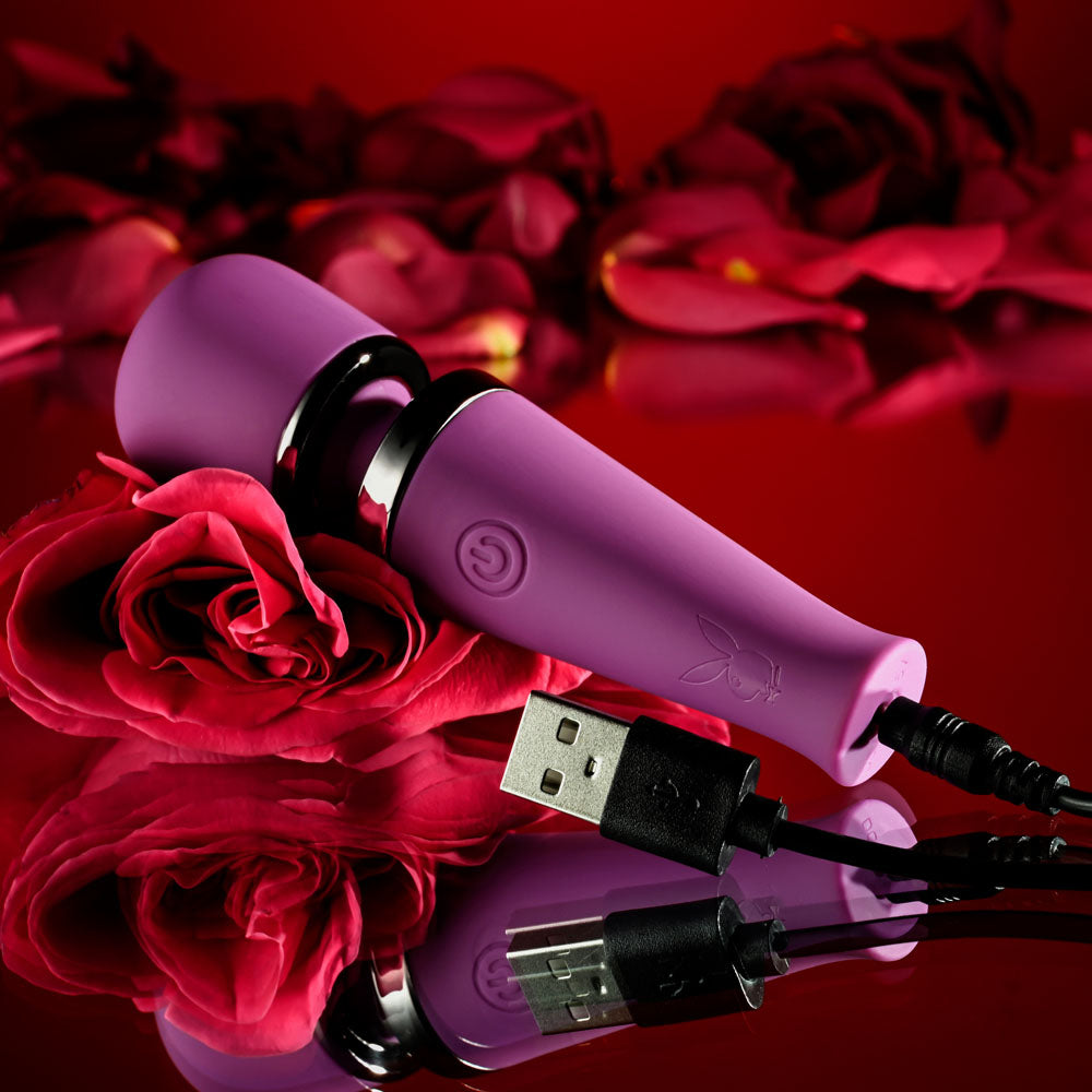 Playboy Pleasure Mic Drop Purple 11.4 Cm Usb Rechargeable Vibrating Mini Massage Wand