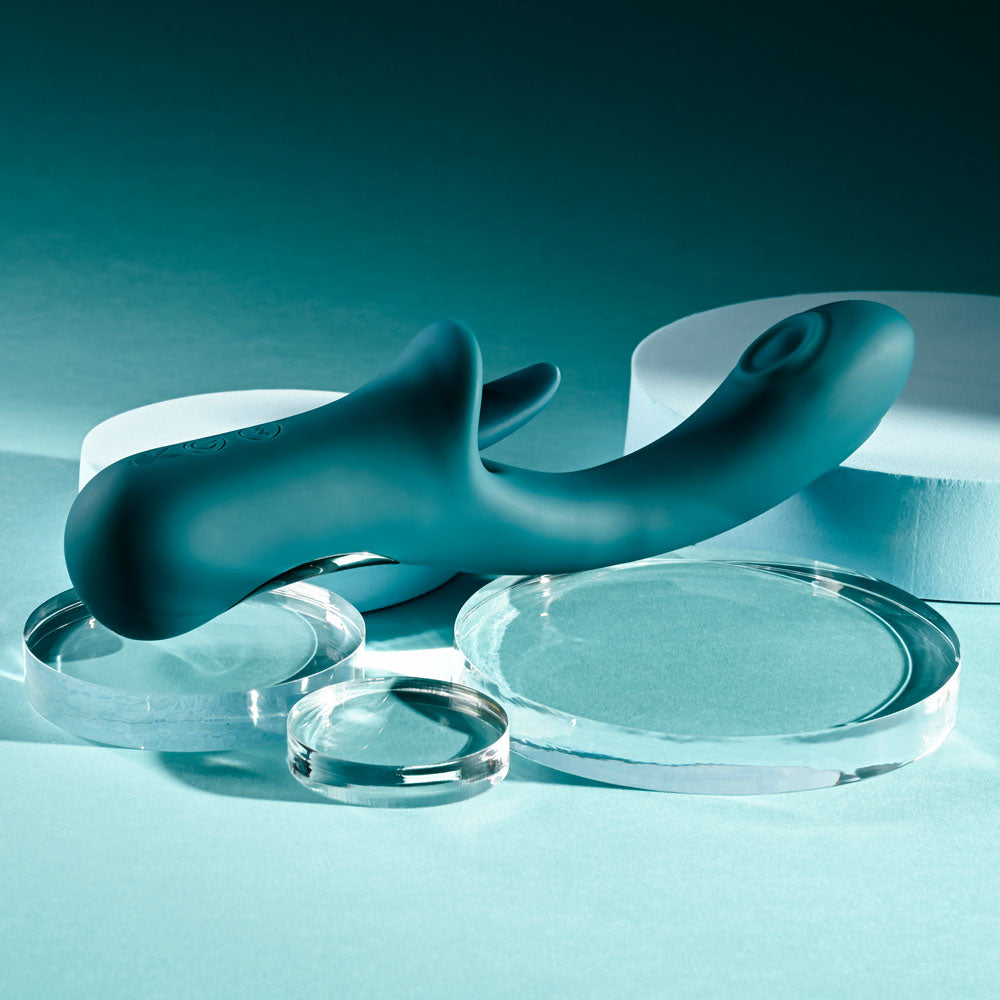Playboy Pleasure Harmony Blue 22.9 Cm Usb Rechargeable Vibrator With Clitoral Flicker