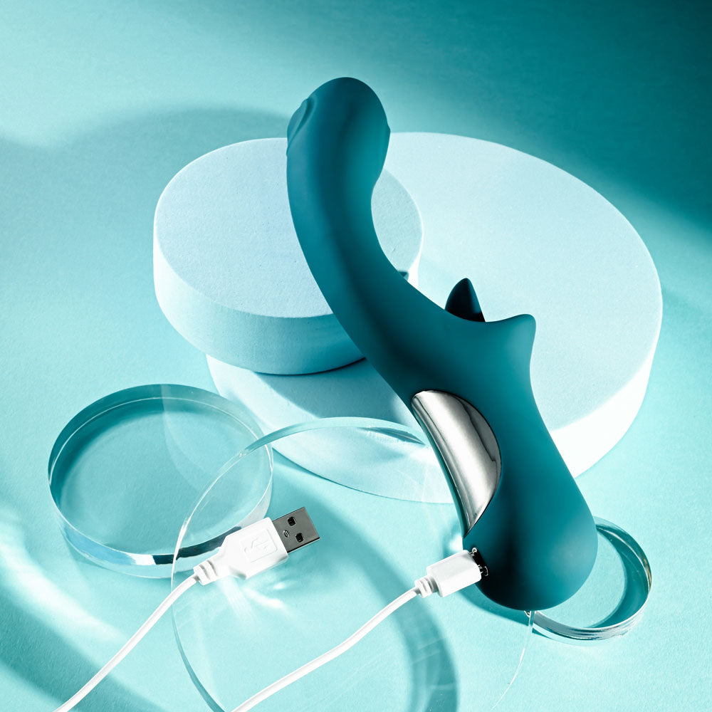 Playboy Pleasure Harmony Blue 22.9 Cm Usb Rechargeable Vibrator With Clitoral Flicker