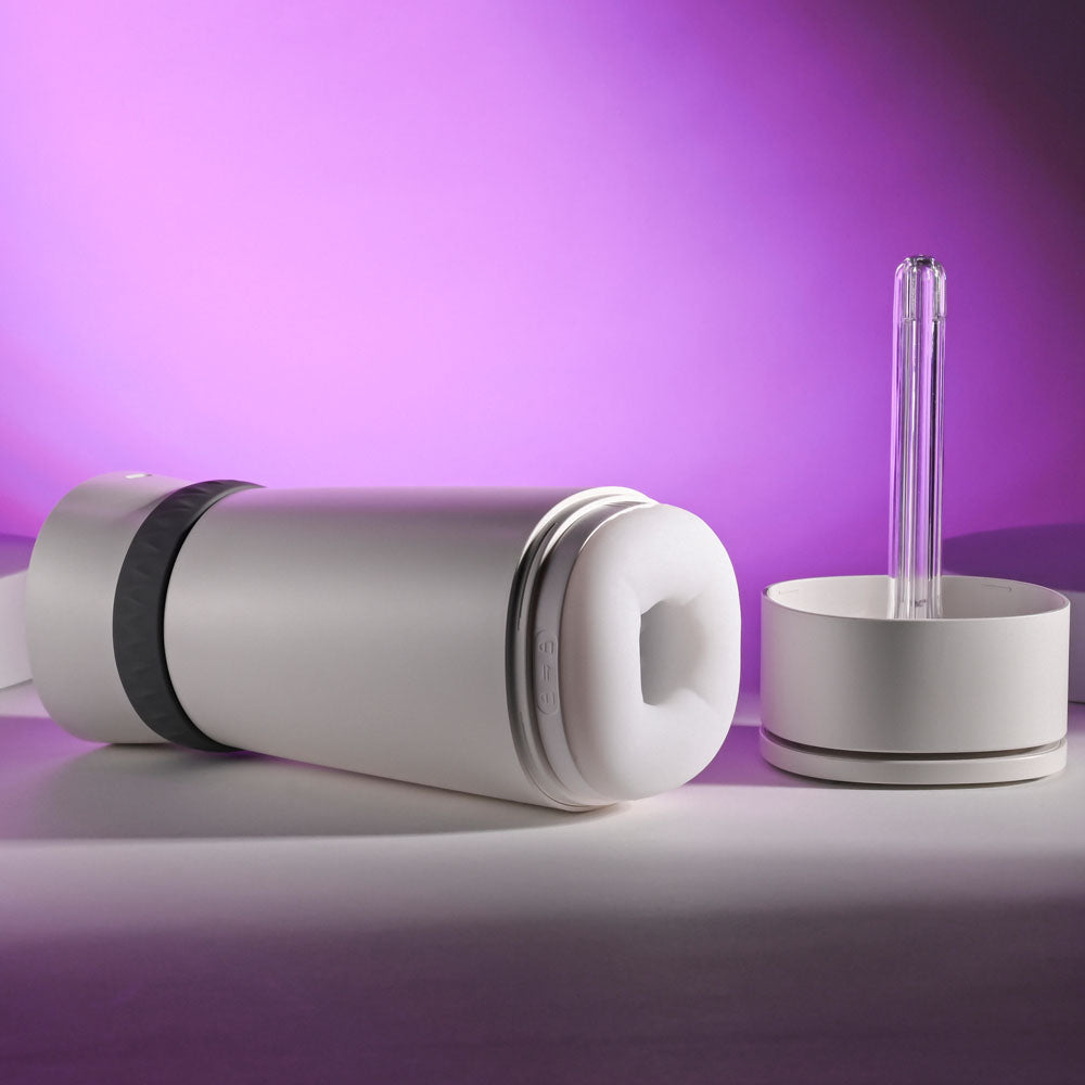 Playboy Pleasure Twist & Stroke White Usb Rechargeable Heating Stroker With Uv Cleaning