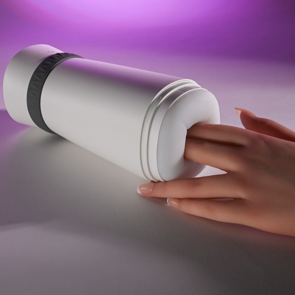 Playboy Pleasure Twist & Stroke White Usb Rechargeable Heating Stroker With Uv Cleaning