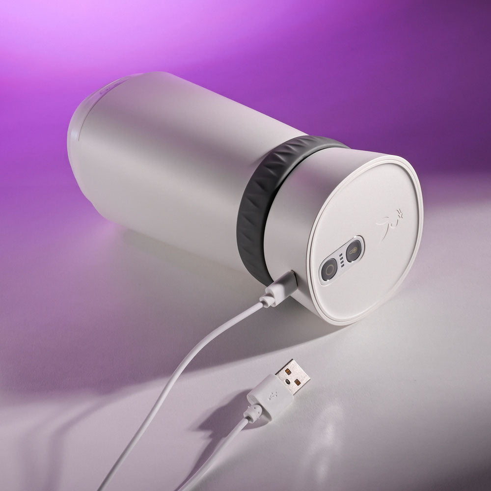 Playboy Pleasure Twist & Stroke White Usb Rechargeable Heating Stroker With Uv Cleaning