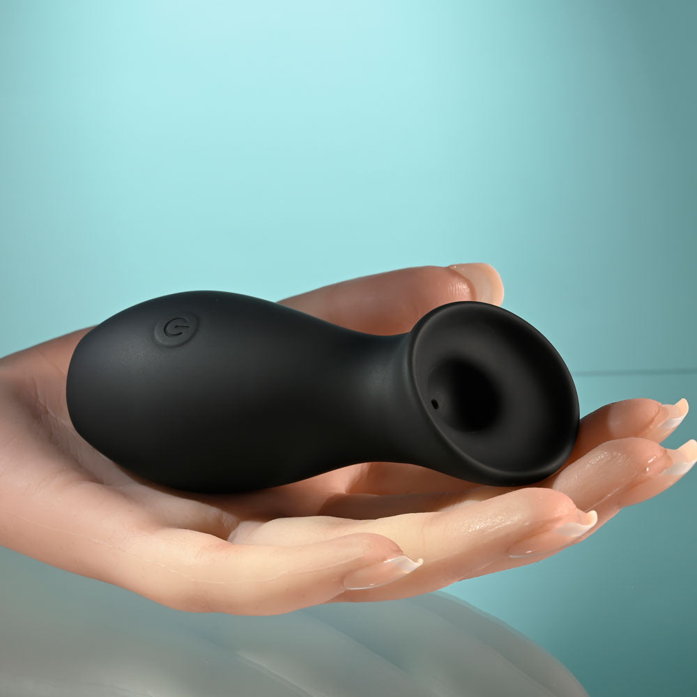 Playboy Pleasure The Jet Set Sucker Black 10.3 Cm Sucking Stimulator With Rechargeable Charging Case