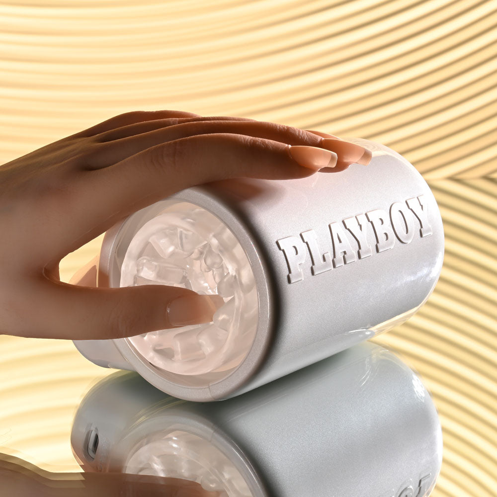 Playboy Pleasure Spin Doctor White Usb Rechargeable Vibrating & Spinning Stroker