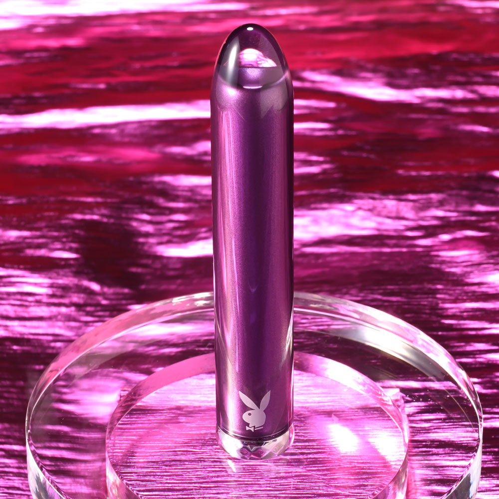 Playboy Pleasure Amethyst Purple 12.4 Cm Usb Rechargeable Glass Tipped Mini Vibrator