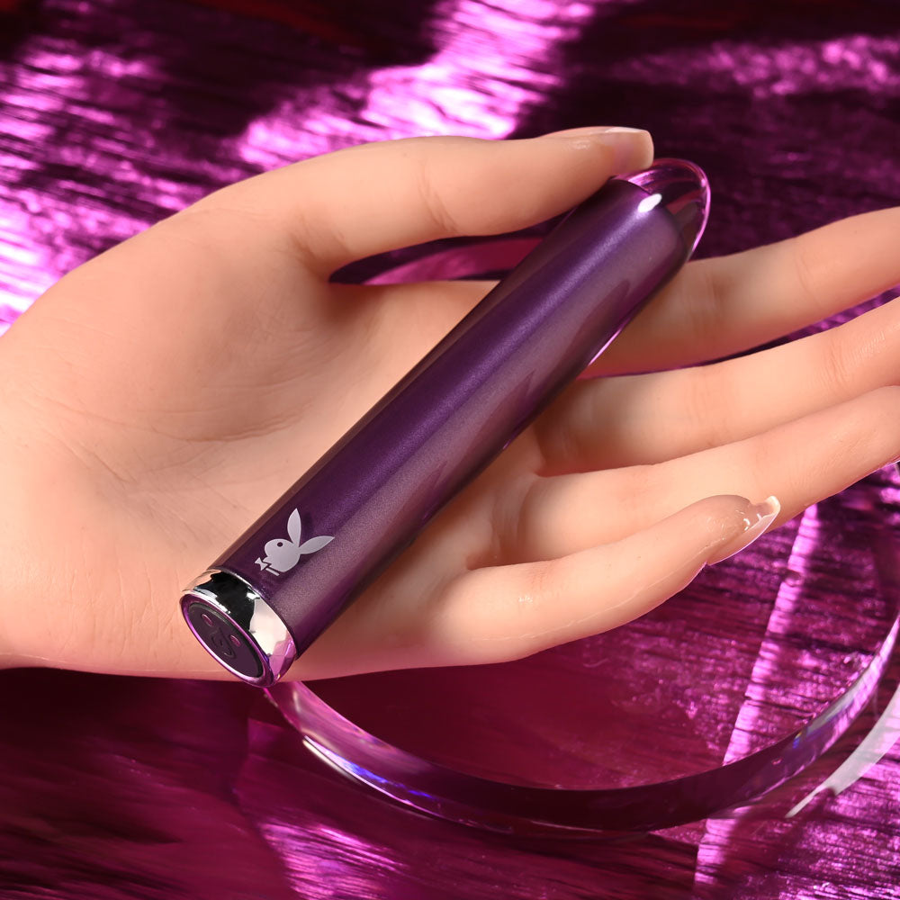 Playboy Pleasure Amethyst Purple 12.4 Cm Usb Rechargeable Glass Tipped Mini Vibrator
