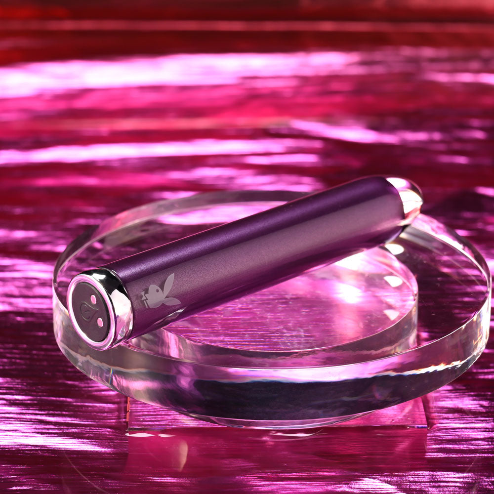 Playboy Pleasure Amethyst Purple 12.4 Cm Usb Rechargeable Glass Tipped Mini Vibrator