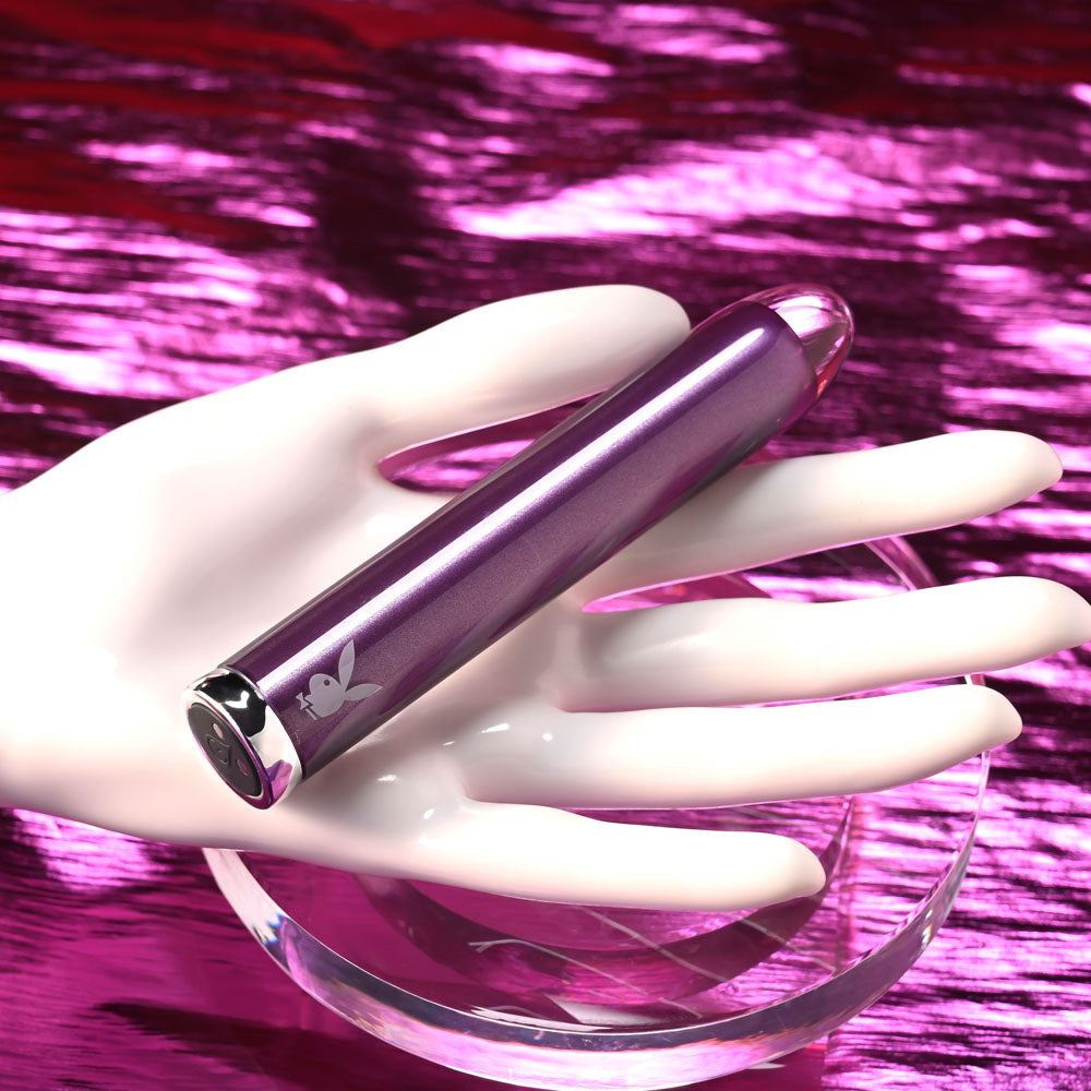 Playboy Pleasure Amethyst Purple 12.4 Cm Usb Rechargeable Glass Tipped Mini Vibrator