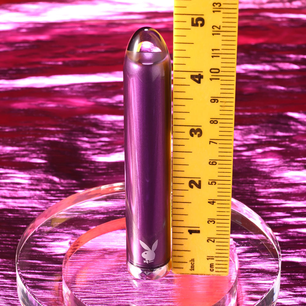 Playboy Pleasure Amethyst Purple 12.4 Cm Usb Rechargeable Glass Tipped Mini Vibrator
