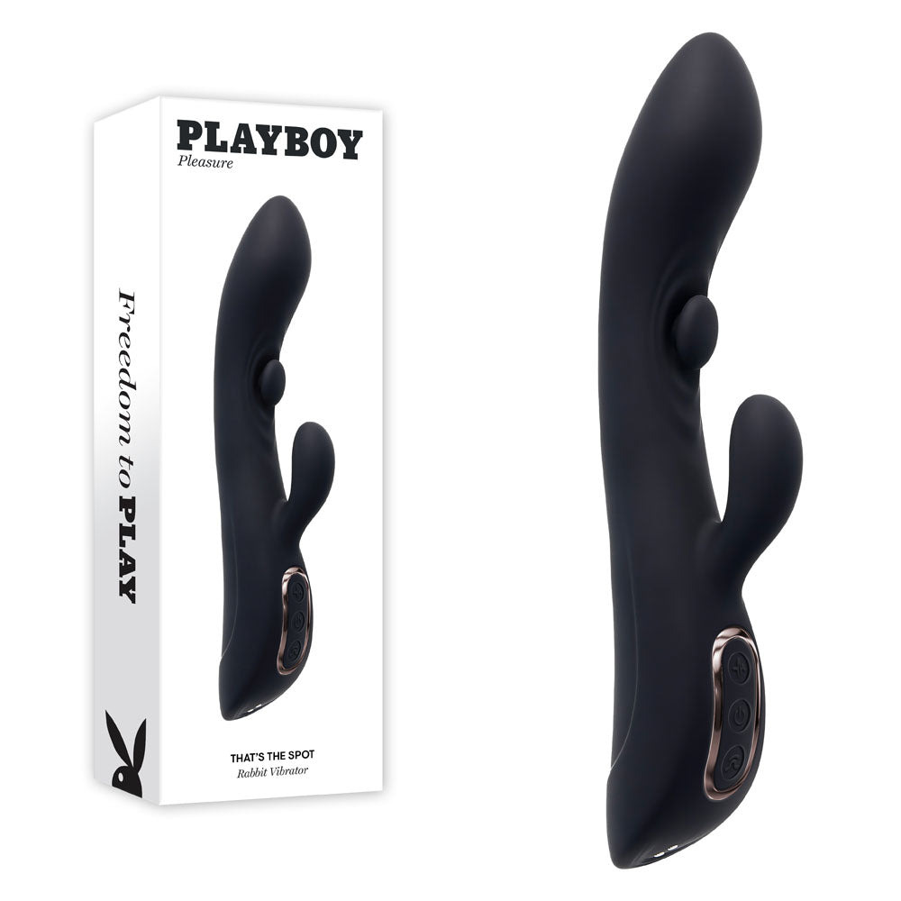 Playboy Pleasure Thats The Spot Black 23.3 Cm Usb Rechargeable Rabbit Vibrator With G Spot Tapper