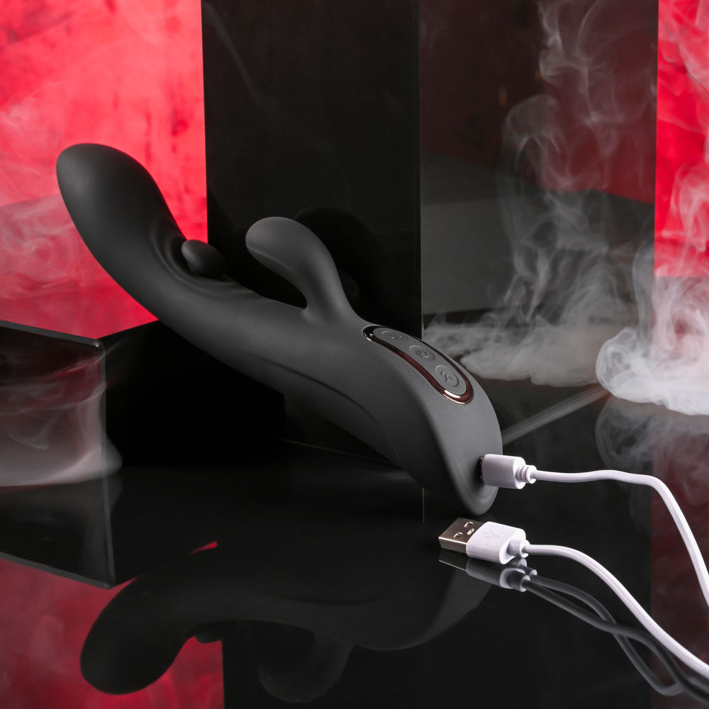 Playboy Pleasure Thats The Spot Black 23.3 Cm Usb Rechargeable Rabbit Vibrator With G Spot Tapper