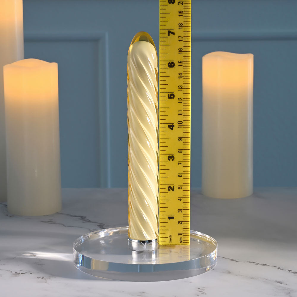 Playboy Pleasure Twist Of Fate Yellow Glass 17.5 Cm Usb Rechargeable Vibrator