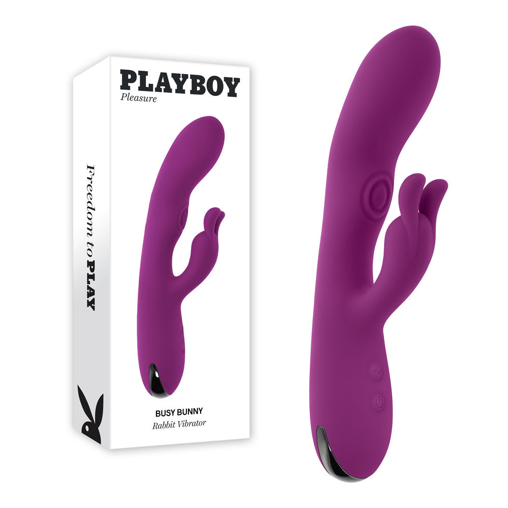Playboy Pleasure Busy Bunny Purple 22.6 Cm Usb Rechargeable Rabbit Vibrator With Tapping Shaft