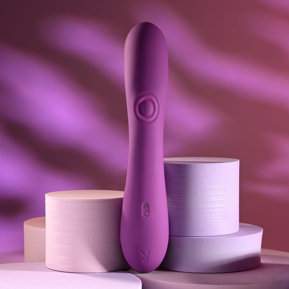 Playboy Pleasure Busy Bunny Purple 22.6 Cm Usb Rechargeable Rabbit Vibrator With Tapping Shaft